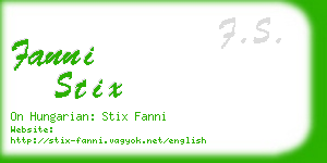 fanni stix business card